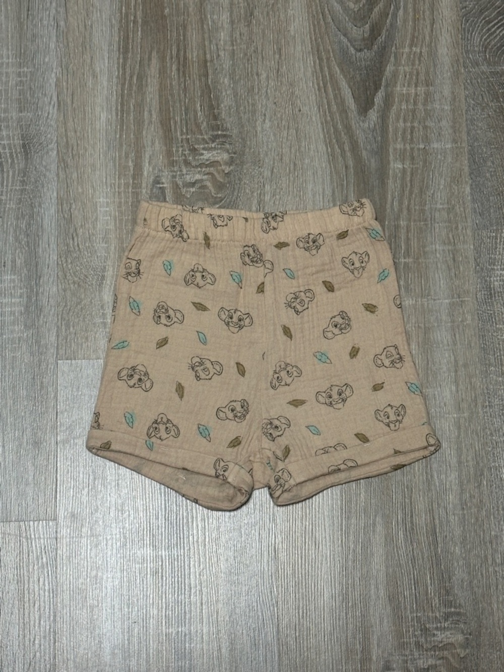Disney Beige Toddler Shorts with Simba Faces